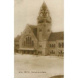 carte postale ancienne 57 METZ. La Gare Portail 1919