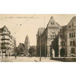 carte postale ancienne 57 METZ. Hôtel des Postes et Gare