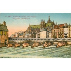 carte postale ancienne 57 METZ. Digue de la Pucelle et Cathédrale