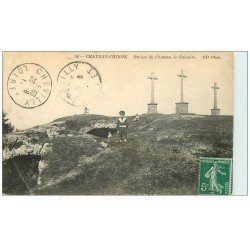 carte postale ancienne 58 CHATEAU-CHINON. Ruines du Château et Calvaire 1911