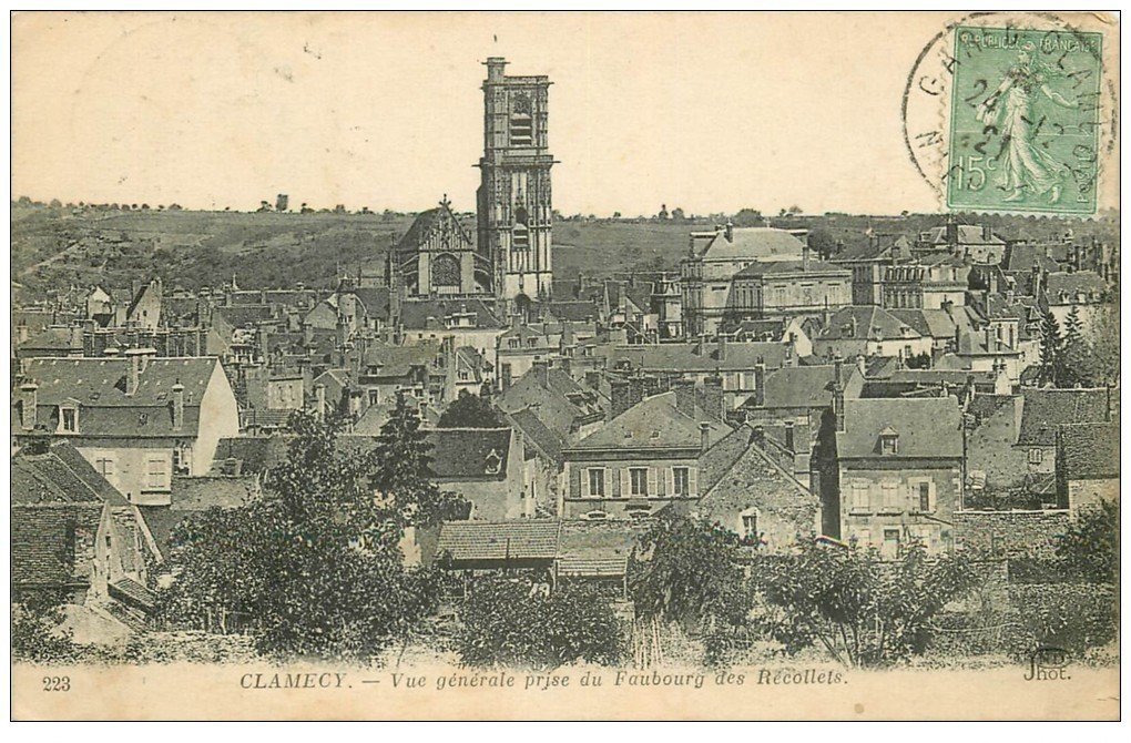 carte postale ancienne 58 CLAMECY. Faubourg des récollets 1921
