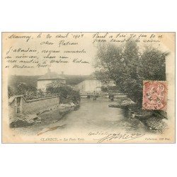 carte postale ancienne 58 CLAMECY. Les Ponts Verts 1903