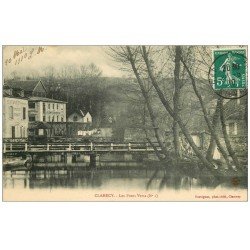 carte postale ancienne 58 CLAMECY. Les Ponts Verts 1910