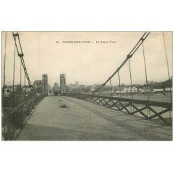 carte postale ancienne 58 COSNE-SUR-LOIRE. Le Grand Pont 1915