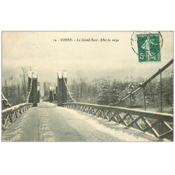 carte postale ancienne 58 COSNE-SUR-LOIRE. Le Grand Pont sous la neige 1908