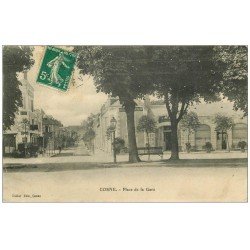 carte postale ancienne 58 COSNE-SUR-LOIRE. Place de la Gare 1912 Hôtel des Américains
