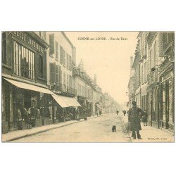 carte postale ancienne 58 COSNE-SUR-LOIRE. Rue de Paris 1910 La Belle Jardinière et Montres Lip