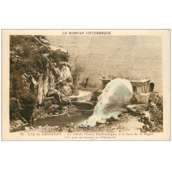 carte postale ancienne 58 LAC DE CRESCENT. Jet Usine Hydraulique à la Digue