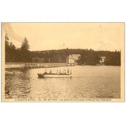 carte postale ancienne 58 LAC DES SETTONS. Digue et Maison des Ingénieurs vers 1950