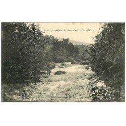 carte postale ancienne 58 LE COURTIL-BAS. Pêcheur au filet