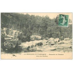 carte postale ancienne 58 LE MORVAND. Descente du Chalaux dans les Roches 1909