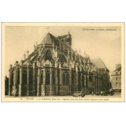 carte postale ancienne 58 NEVERS. Cathédrale Saint-Cyr deux Absides et voitures