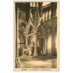carte postale ancienne 58 NEVERS. Cathédrale Saint-Cyr Maître-Autel 1938