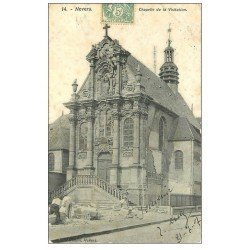 carte postale ancienne 58 NEVERS. Chapelle de la Visitation 1907 avec Ouvriers Tailleurs de pierres