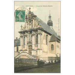 carte postale ancienne 58 NEVERS. Chapelle Sainte-Marie avec Charretier 1910