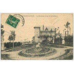 58 POUGUES-LES-EAUX. La Montjaie, Lac et Château 1913. Destinataire J. Millet à Bourges Peintre Décorateur