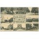 carte postale ancienne 58 POUGUES-LES-EAUX. Multivues 1910 avec Fanfare et Gare