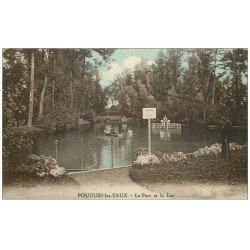 carte postale ancienne 58 POUGUES-LES-EAUX. Parc et Lac avec Gardien