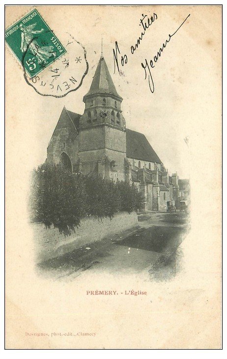 carte postale ancienne 58 PREMERY. L'Eglise 1909