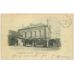 carte postale ancienne 58 SAINT-HONORE-LES-BAINS. Hôtel des Thermes 1903 animation