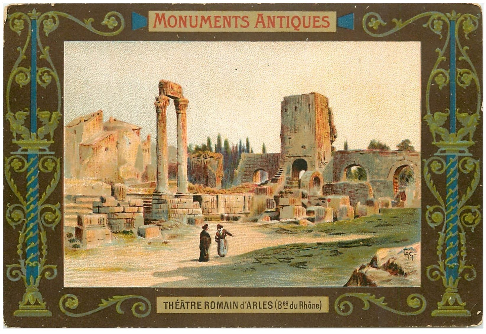 carte postale ancienne 13 ARLES. Théâtre Romain. Carte notice