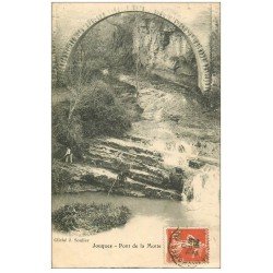 carte postale ancienne 13 JOUQUES. Pêcheur et Jardinier sous le Pont de la Motte 1910