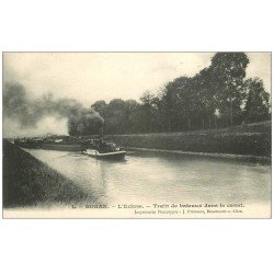 carte postale ancienne 60 BORAN. L' Ecluse train de Bateaux dans le Canal 1905 Péniches