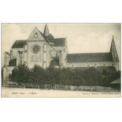 carte postale ancienne 60 BURY. L'Eglise 1918 enfants assis