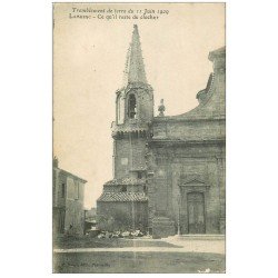 carte postale ancienne 13 LAMBESC. Le Clocher après tremblement de terre en 1909