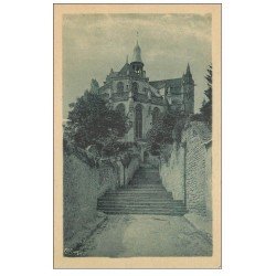 carte postale ancienne 60 CHAUMONT-EN-VEXIN. Marches de l'Eglise