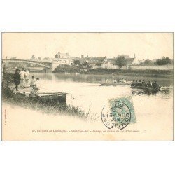 carte postale ancienne 60 CHOISY-AU-BAC. Passage de Rivière du 54° d'Infanterie 1905