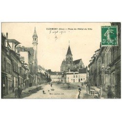carte postale ancienne 60 CLERMONT. Boulangerie Place Hôtel de Ville 1912