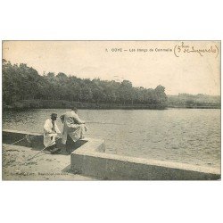 carte postale ancienne 60 COYE. Pêcheurs à la Ligne Etangs de Commelle 1913