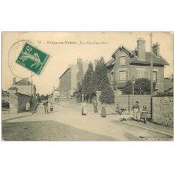 carte postale ancienne 60 CREPY-EN-VALOIS. Rue Hippolyte-Clair. Tampon Gaspard Antiquaire