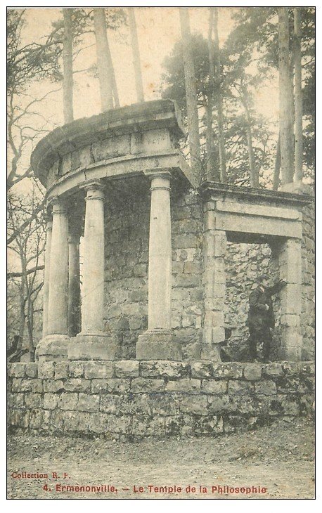 carte postale ancienne 60 ERMENONVILLE. Temple de la Philosophie animation
