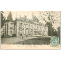 carte postale ancienne 60 GILLOCOURT. Le Château vers 1906 et pompe à eau manuelle