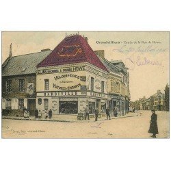 60 GRANDVILLIERS. Rue de Rouen 1916. Hardiville Vélocipèdes, Voitures d'Enfant et Elias Machines à coudre Howe
