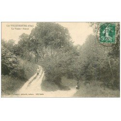 carte postale ancienne 60 LA VILLETERTRE. La Viosne Source 1909 animation avec Paysan