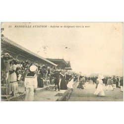 13 MARSEILLE. Aviation. Aubrun de dirigeant vers la mer 1910. Aéroplane Avion Meeting Aviateur...