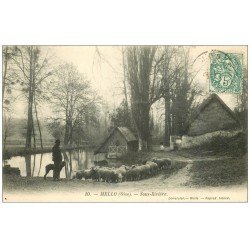 carte postale ancienne 60 MELLO. Sous-Rivière et Troupeau de Moutons 1907