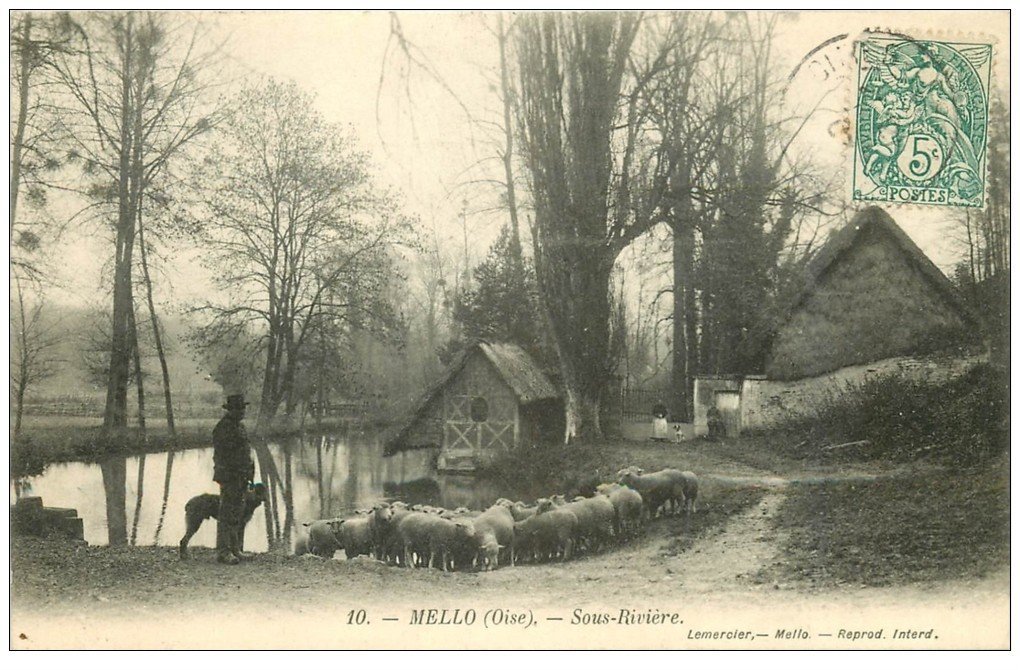 60 MELLO. Berger et ses moutons à la Sous-Rivière vers 1905