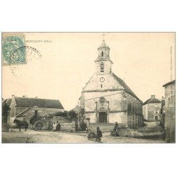 carte postale ancienne 60 MONTAGNY. Animation devant l'Eglise vers 1905