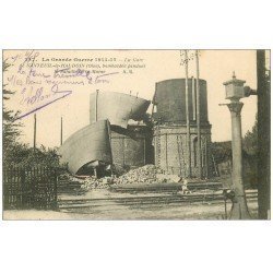 carte postale ancienne 60 NANTEUIL-LE-HAUDOIN. La Gare et le Château d'Eau bombardés 1915
