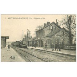 carte postale ancienne 60 NANTEUIL-LE-HAUDOIN. Train entrant dans la Gare