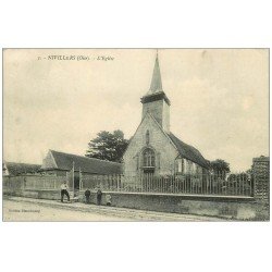 carte postale ancienne 60 NIVILLERS. L'Eglise et Cimetière animés 1910