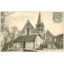 carte postale ancienne 60 NOAILLES. L'Eglise et Cimetière animation 1906