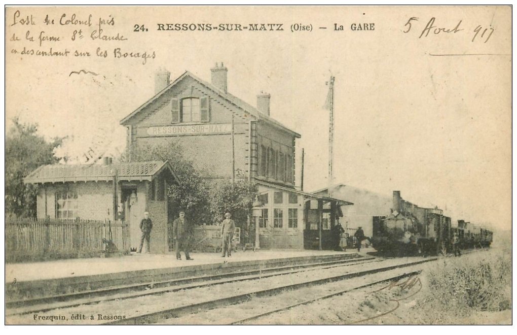 60 RESSONS-SUR-MATZ. La Gare 1913 Train avec Locomotive