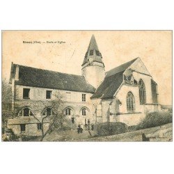 carte postale ancienne 60 RIEUX. Ecole et Eglise 1915
