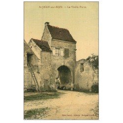 carte postale ancienne 60 SAINT-JEAN-AUX-BOIS. La Vieille Porte 1910 carte toilée
