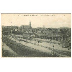 carte postale ancienne 60 SAINT-JUST-EN-CHAUSSEE. La Gare 1917